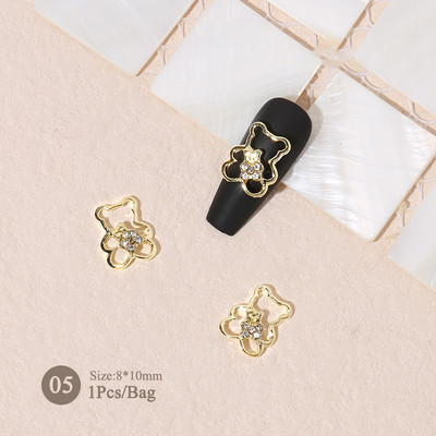 1vnt. Sidabrinis baltas opalas brangakmeniai drugelio nagų smeigtukai auksinės širdelės Bowknot nagų krištolo papuošalai manikiūras 3D nagų dailės dekoracijos