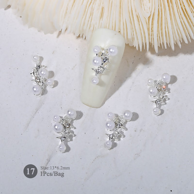 1vnt. Sidabrinis baltas opalas brangakmeniai drugelio nagų smeigtukai auksinės širdelės Bowknot nagų krištolo papuošalai manikiūras 3D nagų dailės dekoracijos