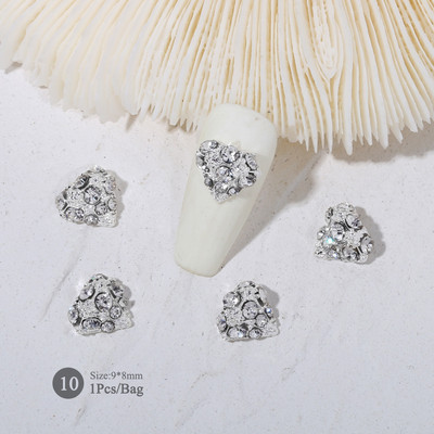 1vnt. Sidabrinis baltas opalas brangakmeniai drugelio nagų smeigtukai auksinės širdelės Bowknot nagų krištolo papuošalai manikiūras 3D nagų dailės dekoracijos