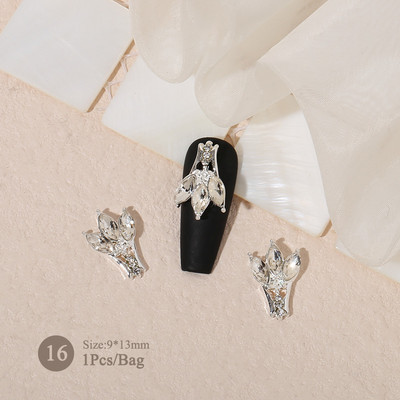 1vnt. Sidabrinis baltas opalas brangakmeniai drugelio nagų smeigtukai auksinės širdelės Bowknot nagų krištolo papuošalai manikiūras 3D nagų dailės dekoracijos