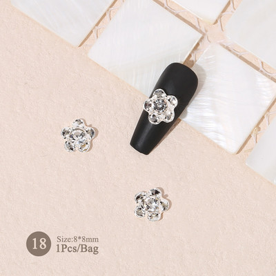 1vnt. Sidabrinis baltas opalas brangakmeniai drugelio nagų smeigtukai auksinės širdelės Bowknot nagų krištolo papuošalai manikiūras 3D nagų dailės dekoracijos