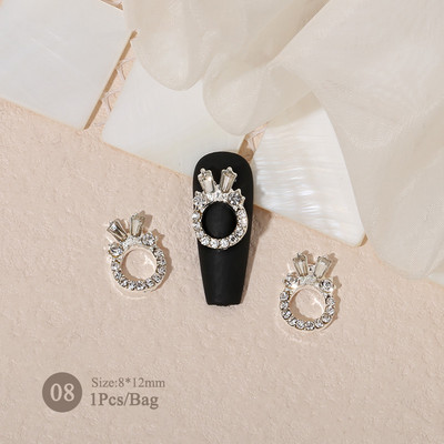 1vnt. Sidabrinis baltas opalas brangakmeniai drugelio nagų smeigtukai auksinės širdelės Bowknot nagų krištolo papuošalai manikiūras 3D nagų dailės dekoracijos