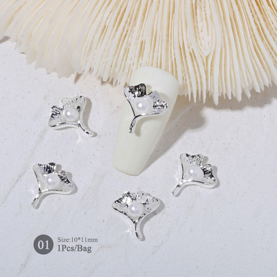 1vnt. Sidabrinis baltas opalas brangakmeniai drugelio nagų smeigtukai auksinės širdelės Bowknot nagų krištolo papuošalai manikiūras 3D nagų dailės dekoracijos