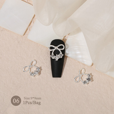 1vnt. Sidabrinis baltas opalas brangakmeniai drugelio nagų smeigtukai auksinės širdelės Bowknot nagų krištolo papuošalai manikiūras 3D nagų dailės dekoracijos