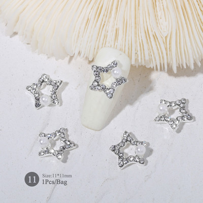 1vnt. Sidabrinis baltas opalas brangakmeniai drugelio nagų smeigtukai auksinės širdelės Bowknot nagų krištolo papuošalai manikiūras 3D nagų dailės dekoracijos