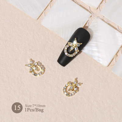 1vnt. Sidabrinis baltas opalas brangakmeniai drugelio nagų smeigtukai auksinės širdelės Bowknot nagų krištolo papuošalai manikiūras 3D nagų dailės dekoracijos