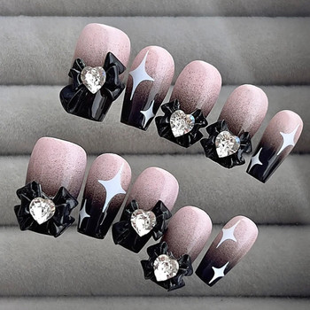 10Pcs 3D чар за нокти Розова гола панделка Смола Bowknot Butterfly Rhinestone Nail Art Decoration Аксесоари за Направи си сам маникюр
