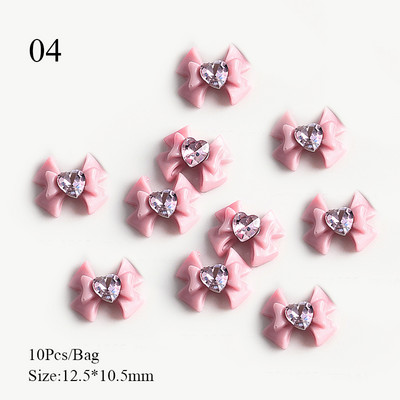 10 bucăți 3D Nail Charm Pink Nud Ribbon Rășină Bowknot Fluture Strass Nail Art Decorare Accesorii Accesorii pentru DIY Manicur
