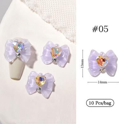 10 bucăți 3D Nail Charm Pink Nud Ribbon Rășină Bowknot Fluture Strass Nail Art Decorare Accesorii Accesorii pentru DIY Manicur