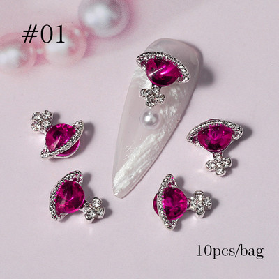 10 bucăți 3D Nail Charm Pink Nud Ribbon Rășină Bowknot Fluture Strass Nail Art Decorare Accesorii Accesorii pentru DIY Manicur