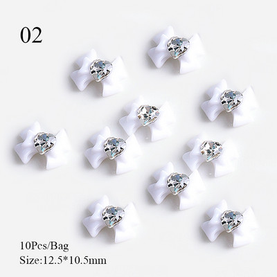 10 bucăți 3D Nail Charm Pink Nud Ribbon Rășină Bowknot Fluture Strass Nail Art Decorare Accesorii Accesorii pentru DIY Manicur