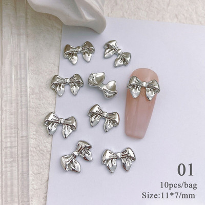 10 bucăți 3D Nail Charm Pink Nud Ribbon Rășină Bowknot Fluture Strass Nail Art Decorare Accesorii Accesorii pentru DIY Manicur
