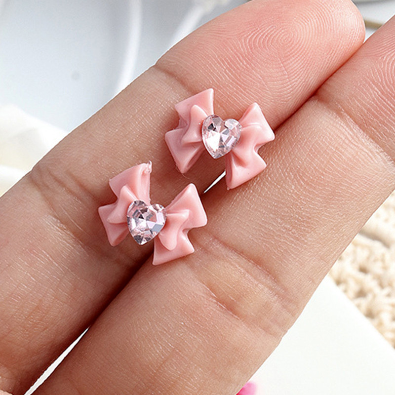 10 bucăți 3D Nail Charm Pink Nud Ribbon Rășină Bowknot Fluture Strass Nail Art Decorare Accesorii Accesorii pentru DIY Manicur