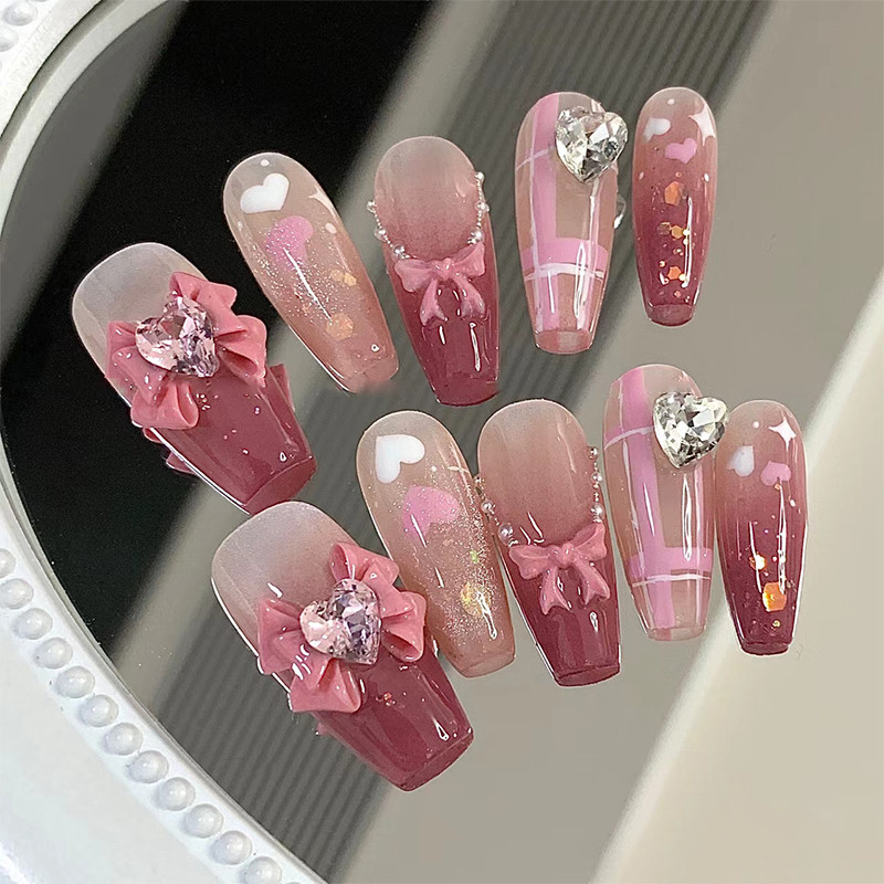 10 bucăți 3D Nail Charm Pink Nud Ribbon Rășină Bowknot Fluture Strass Nail Art Decorare Accesorii Accesorii pentru DIY Manicur