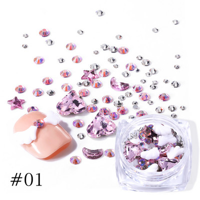 Strasuri pentru unghii 3D cu stea cu inimă roz Piese pentru unghii Piese pentru unghii Aripi acrilice Accesorii pentru decorarea unghiilor 3D Manichiură