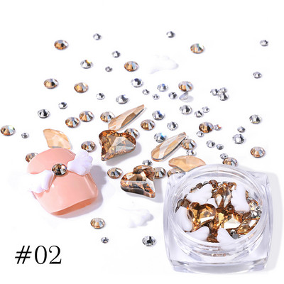 Strasuri pentru unghii 3D cu stea cu inimă roz Piese pentru unghii Piese pentru unghii Aripi acrilice Accesorii pentru decorarea unghiilor 3D Manichiură