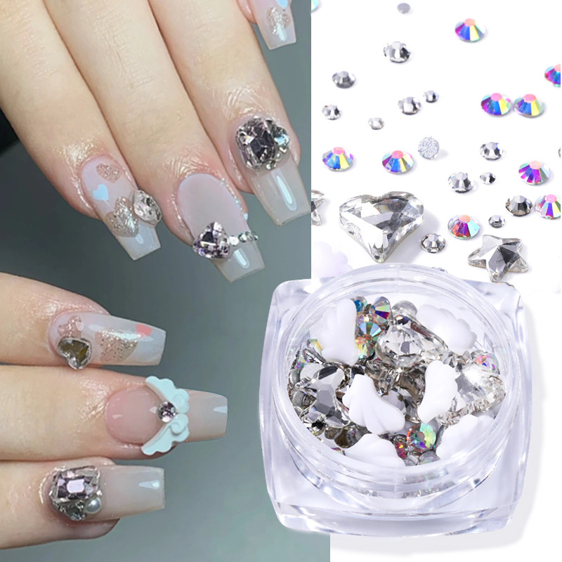 Strasuri pentru unghii 3D cu stea cu inimă roz Piese pentru unghii Piese pentru unghii Aripi acrilice Accesorii pentru decorarea unghiilor 3D Manichiură