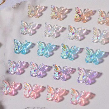 20 бр./чанта Aurora Double Layer Butterfly Nail Art Decoration Jewelry Nail Charms Инструмент за маникюр Аксесоари Направи си сам дизайн на ноктите