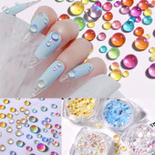 Culori bomboane Dimensiuni mixte Inimă de dragoste Mărgele de cristal rotunde AB 3D Nail Art Strasuri DIY Flatback Pietre acrilice Decorații