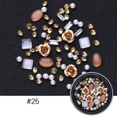 Culori bomboane Dimensiuni mixte Inimă de dragoste Mărgele de cristal rotunde AB 3D Nail Art Strasuri DIY Flatback Pietre acrilice Decorații