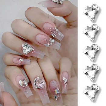 3D сърце Декорации за нокти Плосък гръб Розови кристали Талисмани за нокти Част Аксесоари Направи си сам Маникюр за нокти