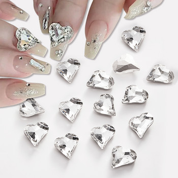 3D сърце Декорации за нокти Плосък гръб Розови кристали Талисмани за нокти Част Аксесоари Направи си сам Маникюр за нокти