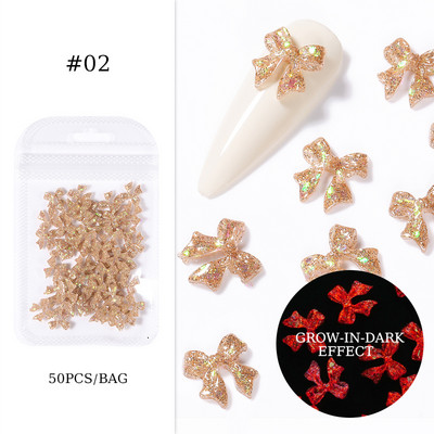 50 vnt Želė juostelė Bowknot Nail Art Charms 3D Spalvinga Permatoma Spalva Vasarinė Nagų Dekoracija Korėjos Auroras Nail Decor