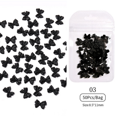 50 vnt Želė juostelė Bowknot Nail Art Charms 3D Spalvinga Permatoma Spalva Vasarinė Nagų Dekoracija Korėjos Auroras Nail Decor
