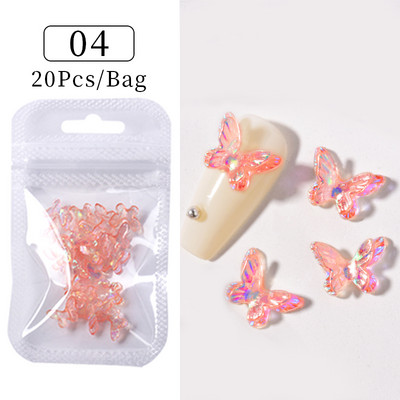 50 vnt Želė juostelė Bowknot Nail Art Charms 3D Spalvinga Permatoma Spalva Vasarinė Nagų Dekoracija Korėjos Auroras Nail Decor