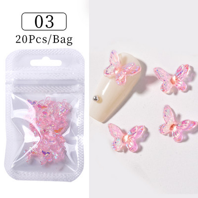 50 vnt Želė juostelė Bowknot Nail Art Charms 3D Spalvinga Permatoma Spalva Vasarinė Nagų Dekoracija Korėjos Auroras Nail Decor