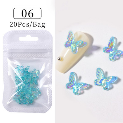 50 vnt Želė juostelė Bowknot Nail Art Charms 3D Spalvinga Permatoma Spalva Vasarinė Nagų Dekoracija Korėjos Auroras Nail Decor