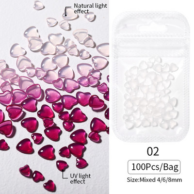 50 vnt Želė juostelė Bowknot Nail Art Charms 3D Spalvinga Permatoma Spalva Vasarinė Nagų Dekoracija Korėjos Auroras Nail Decor
