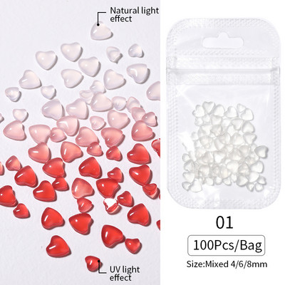 50 vnt Želė juostelė Bowknot Nail Art Charms 3D Spalvinga Permatoma Spalva Vasarinė Nagų Dekoracija Korėjos Auroras Nail Decor