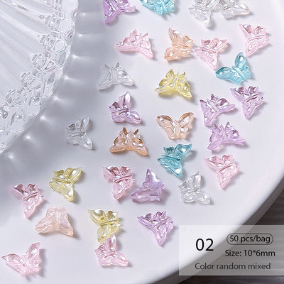 50 vnt Želė juostelė Bowknot Nail Art Charms 3D Spalvinga Permatoma Spalva Vasarinė Nagų Dekoracija Korėjos Auroras Nail Decor
