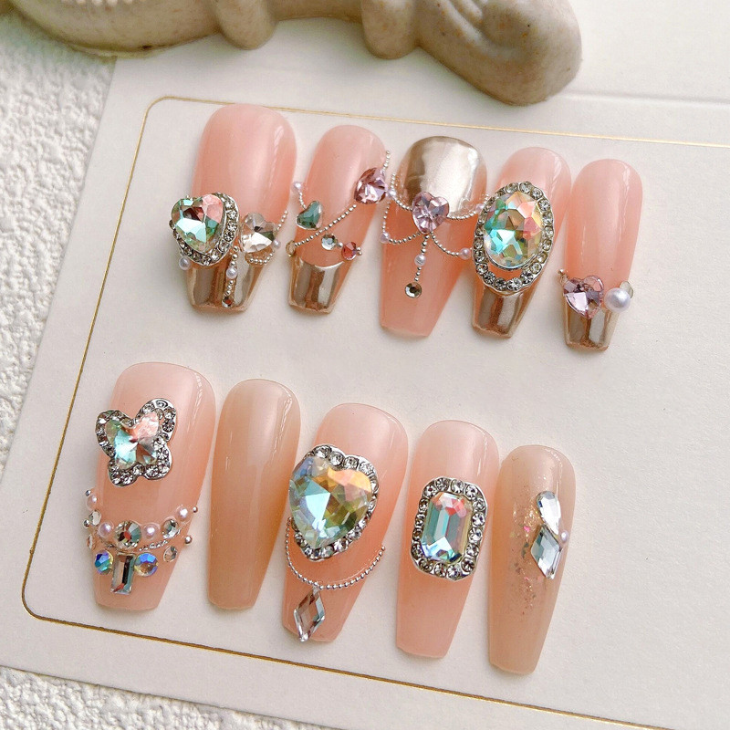 Inimioare colorate cu strasuri pentru unghii Fat Square Love Butterfly Metal Nail Charms 3D Nail Decoration Sparkling Decoration Manicur