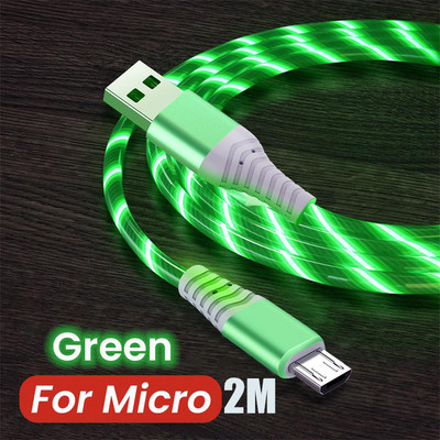 Cablu de încărcare USB Flow Luminous Micro USB tip C 3A LED Cablu de încărcare pentru telefon mobil de încărcare rapidă pentru Samsung Huawei Xiaomi HTC