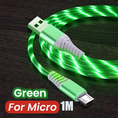 Cablu de încărcare USB Flow Luminous Micro USB tip C 3A LED Cablu de încărcare pentru telefon mobil de încărcare rapidă pentru Samsung Huawei Xiaomi HTC