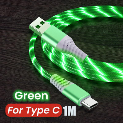 Cablu de încărcare USB Flow Luminous Micro USB tip C 3A LED Cablu de încărcare pentru telefon mobil de încărcare rapidă pentru Samsung Huawei Xiaomi HTC