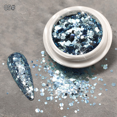 1 Κουτί Στρογγυλή Καρδιά Νιφάδα Νυχιών Glitter Πεταλούδα Αστέρι Σελήνη Καθρέφτης Παγιέτες Πέρλα Διακοσμητικό Εξαιρετικά Λεπτή Φέτα