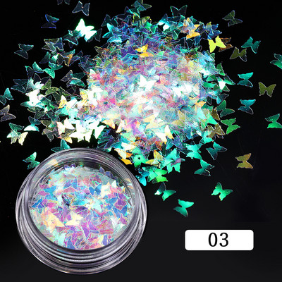 1 Κουτί Στρογγυλή Καρδιά Νιφάδα Νυχιών Glitter Πεταλούδα Αστέρι Σελήνη Καθρέφτης Παγιέτες Πέρλα Διακοσμητικό Εξαιρετικά Λεπτή Φέτα