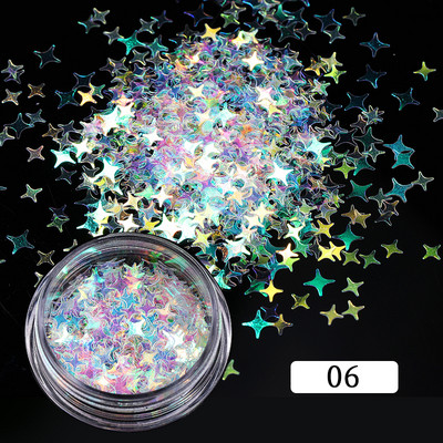1 Κουτί Στρογγυλή Καρδιά Νιφάδα Νυχιών Glitter Πεταλούδα Αστέρι Σελήνη Καθρέφτης Παγιέτες Πέρλα Διακοσμητικό Εξαιρετικά Λεπτή Φέτα