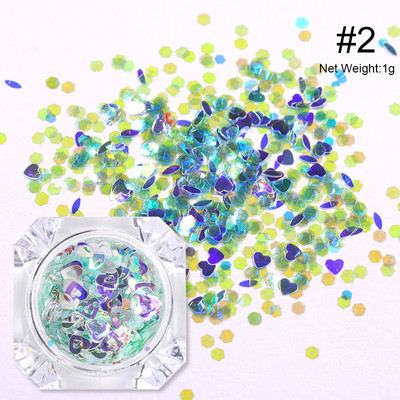 1 Κουτί Στρογγυλή Καρδιά Νιφάδα Νυχιών Glitter Πεταλούδα Αστέρι Σελήνη Καθρέφτης Παγιέτες Πέρλα Διακοσμητικό Εξαιρετικά Λεπτή Φέτα