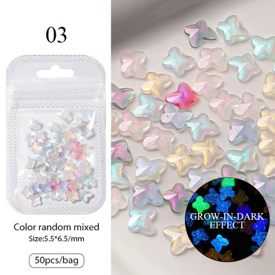 Daugiaspalvis Aurora Butterfly 3D Nail Art Charms blizgantis dervos spindesys tamsiai krištolo nagų puošmena gelio nagų puošmena „pasidaryk pats“ manikiūras