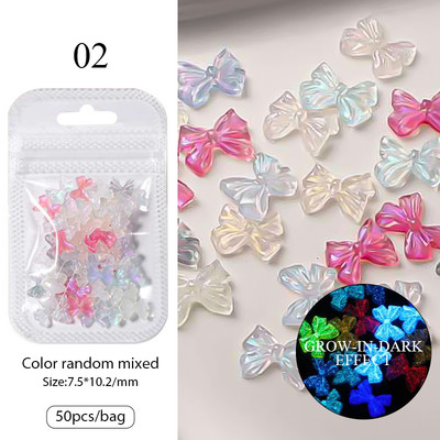 Daugiaspalvis Aurora Butterfly 3D Nail Art Charms blizgantis dervos spindesys tamsiai krištolo nagų puošmena gelio nagų puošmena „pasidaryk pats“ manikiūras