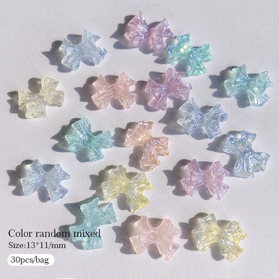 Daugiaspalvis Aurora Butterfly 3D Nail Art Charms blizgantis dervos spindesys tamsiai krištolo nagų puošmena gelio nagų puošmena „pasidaryk pats“ manikiūras