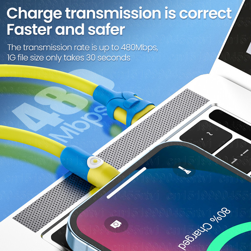 Itin storas USB įkrovimo laidas skirtas iPhone 14 13 12 11 Pro Max XS 6s 7 8 Plus Minkštas TPE telefono greito įkroviklio laido duomenų įkroviklio laidas