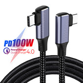 Kahe küünarnukiga USB-kaabel PD100W USB C-tüüpi C-kiirlaadija kaabel Xiaomi Samsung MacBook iPad 5A mobiiltelefoni C-tüüpi USB-kaabli jaoks