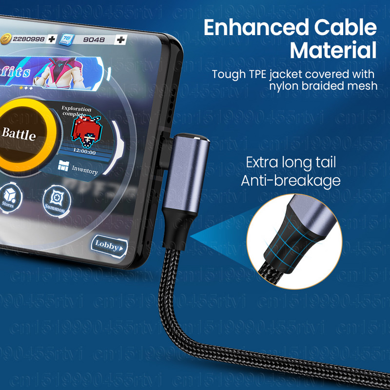 Dvigubas alkūninis USB laidas PD100W USB C iki C tipo greito įkroviklio laidas, skirtas Xiaomi Samsung MacBook iPad 5A mobiliojo telefono laidas C tipo USB