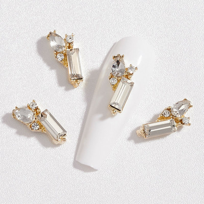 5 buc. Articole pentru unghii din aliaj 3D, modele lungi și goale, picături de apă, pentru unghii, cu strasuri, pentru inimă, accesorii pentru unghii, pentru bijuterii, pietre prețioase