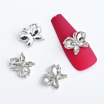 5 buc. Articole pentru unghii din aliaj 3D, modele lungi și goale, picături de apă, pentru unghii, cu strasuri, pentru inimă, accesorii pentru unghii, pentru bijuterii, pietre prețioase